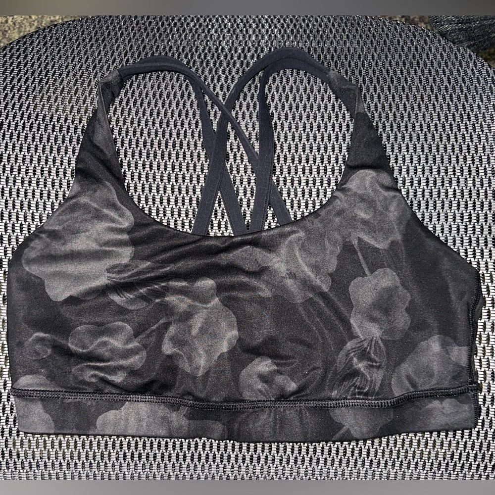 Lululemon Floral Black Energy Sports Bra in size 10